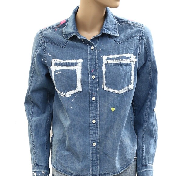 Kerri Rosenthal Pia Western Studio Shirt Top Long Sleeve Printed XS NWD 284549 - Picture 11 of 14